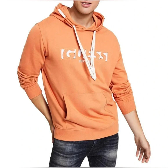 Guess Men's Saffron Peach Zadook Long‎ Sleeve Hoodie Size Large - Picture 3 of 9